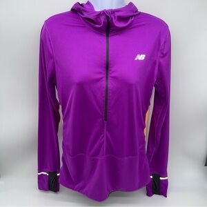 New Balance Women’s Purple/Yellow/Gray Colorblock 1/2 Zip Pullover Hoodie-Size M